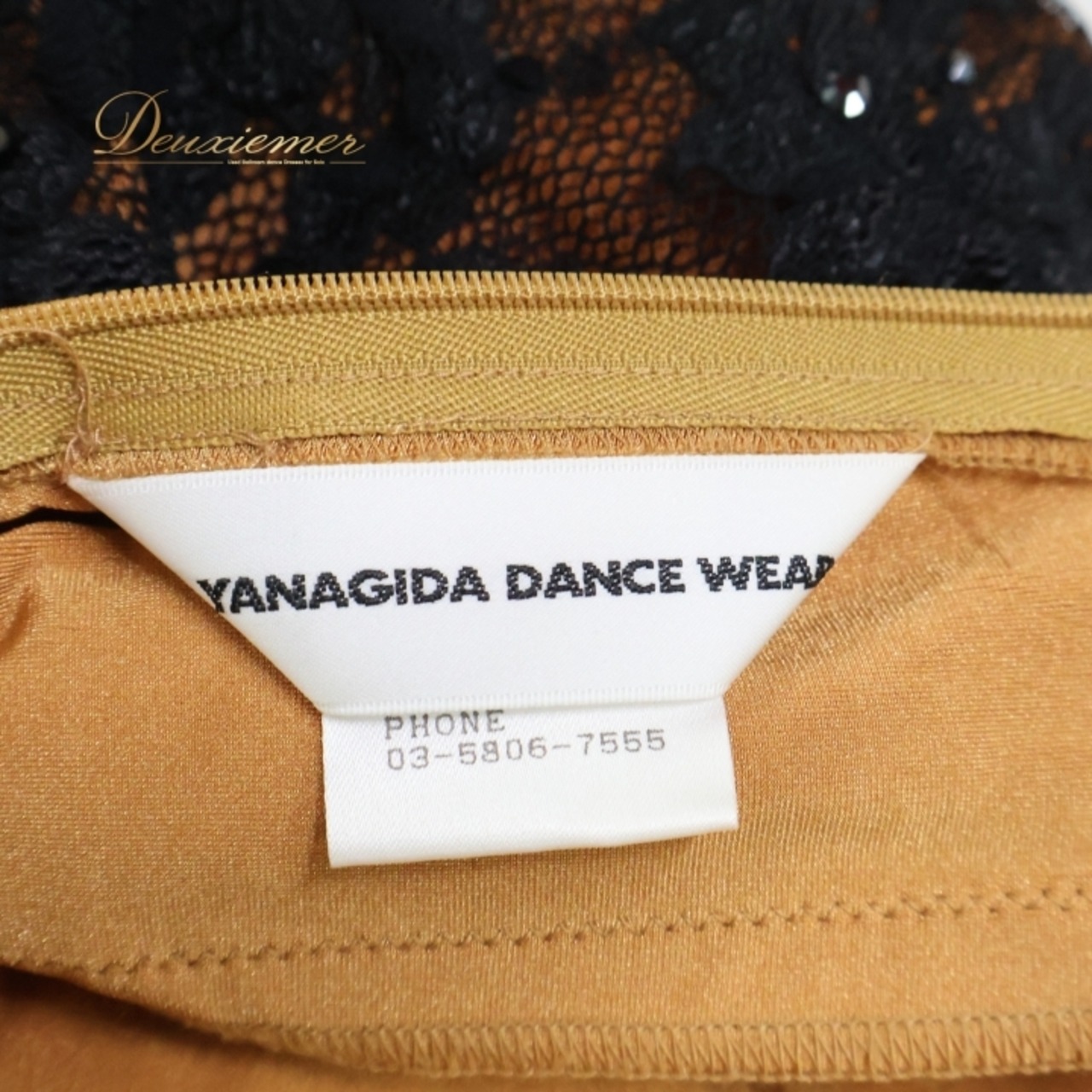 社交ダンス 衣装 ラテン ドレス ワンピース レース デモ 競技 YANAGIDA DANCEWEAR ヤナギダダンスウェア 黒 レース 発表会 パーティ 高級感 上品 ブラック系 ブラウン系 エレガント フェミニン セクシー ステージ衣装 フォーマル 長袖 レディース ダンスパフォーマンス ドレッシー コスチューム スタイリッシュ