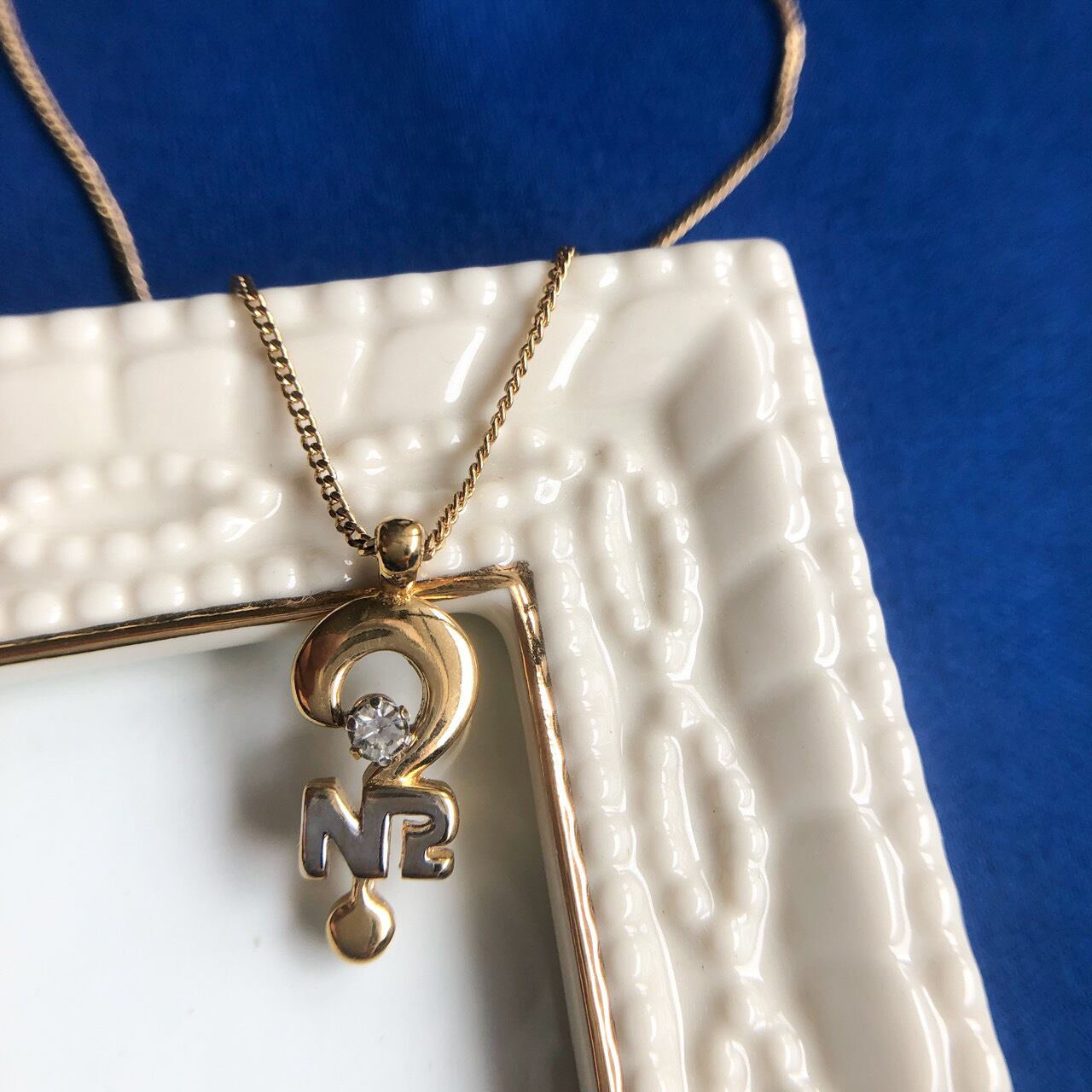 “NINA RICCI” question necklace[n-348]ヴィンテージネックレス