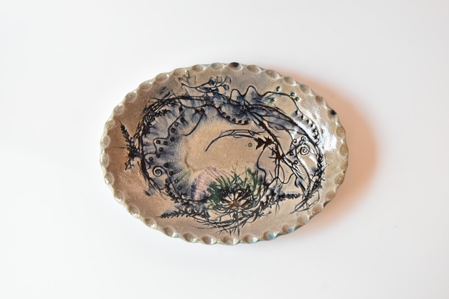 小代瑞穂窯 / 福田るい : ボタ ダ円皿 (大)
