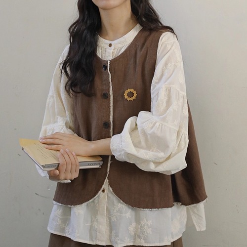 ノーカラーレトロベスト ・8684