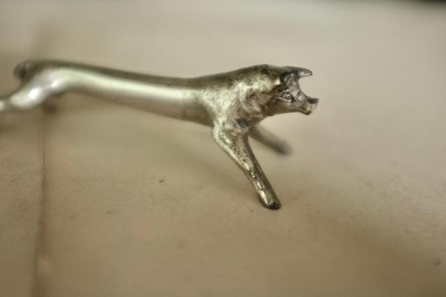 フランス 黙想する動物たちとカトラリーレスト 豚さん アンティーク