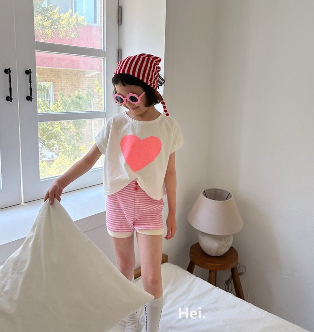 韓国子供服⌇Hei⌇ハートTシャツ⌇26summer⌇半袖Ｔシャツ⌇ *XS~XL*