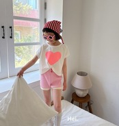 韓国子供服⌇Hei⌇ハートTシャツ⌇26summer⌇半袖Ｔシャツ⌇ *XS~XL*