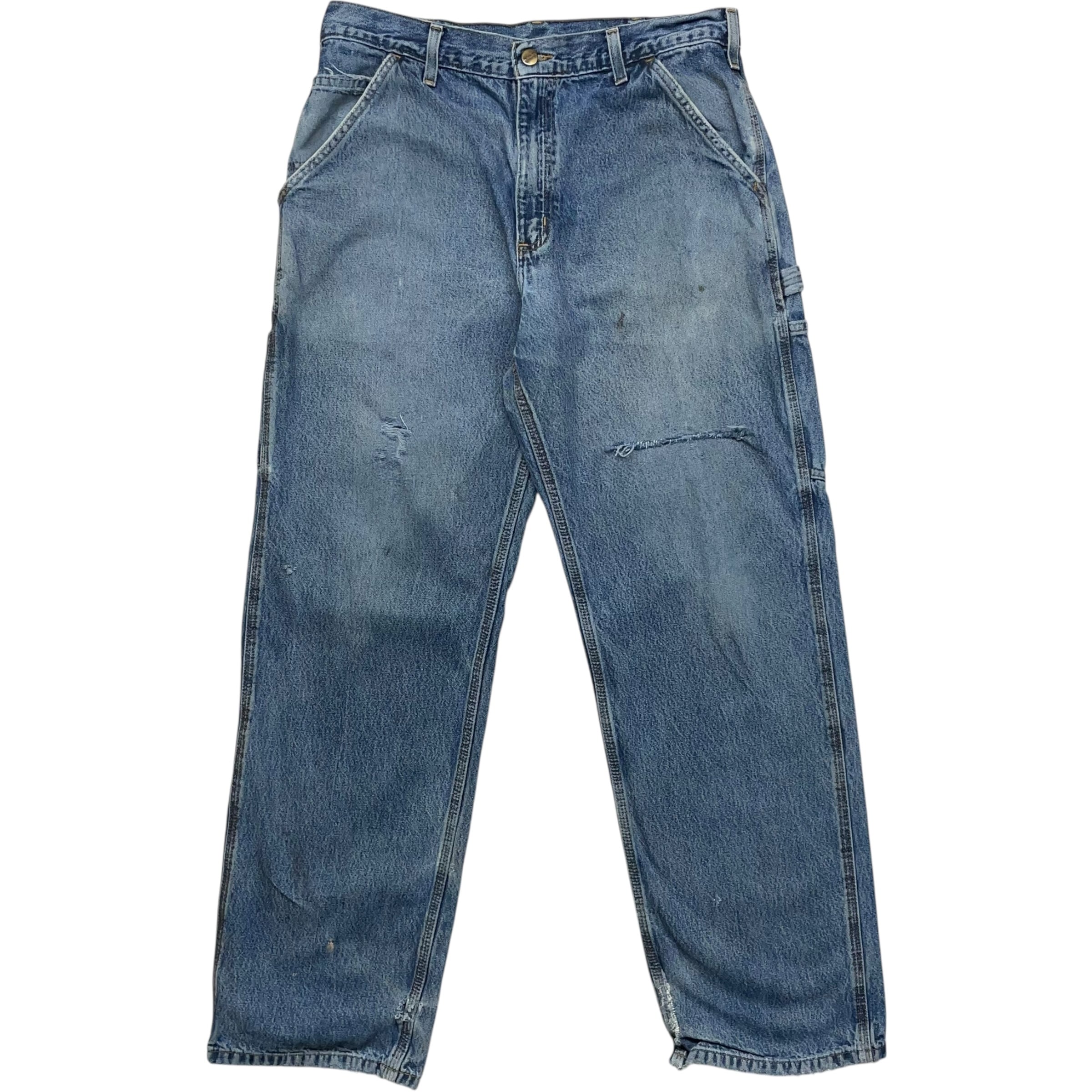《実寸W35 L31》Carhartt カーハート デニムパンツ ペインターパンツ ダメージ リペア有 ブルー no.8813