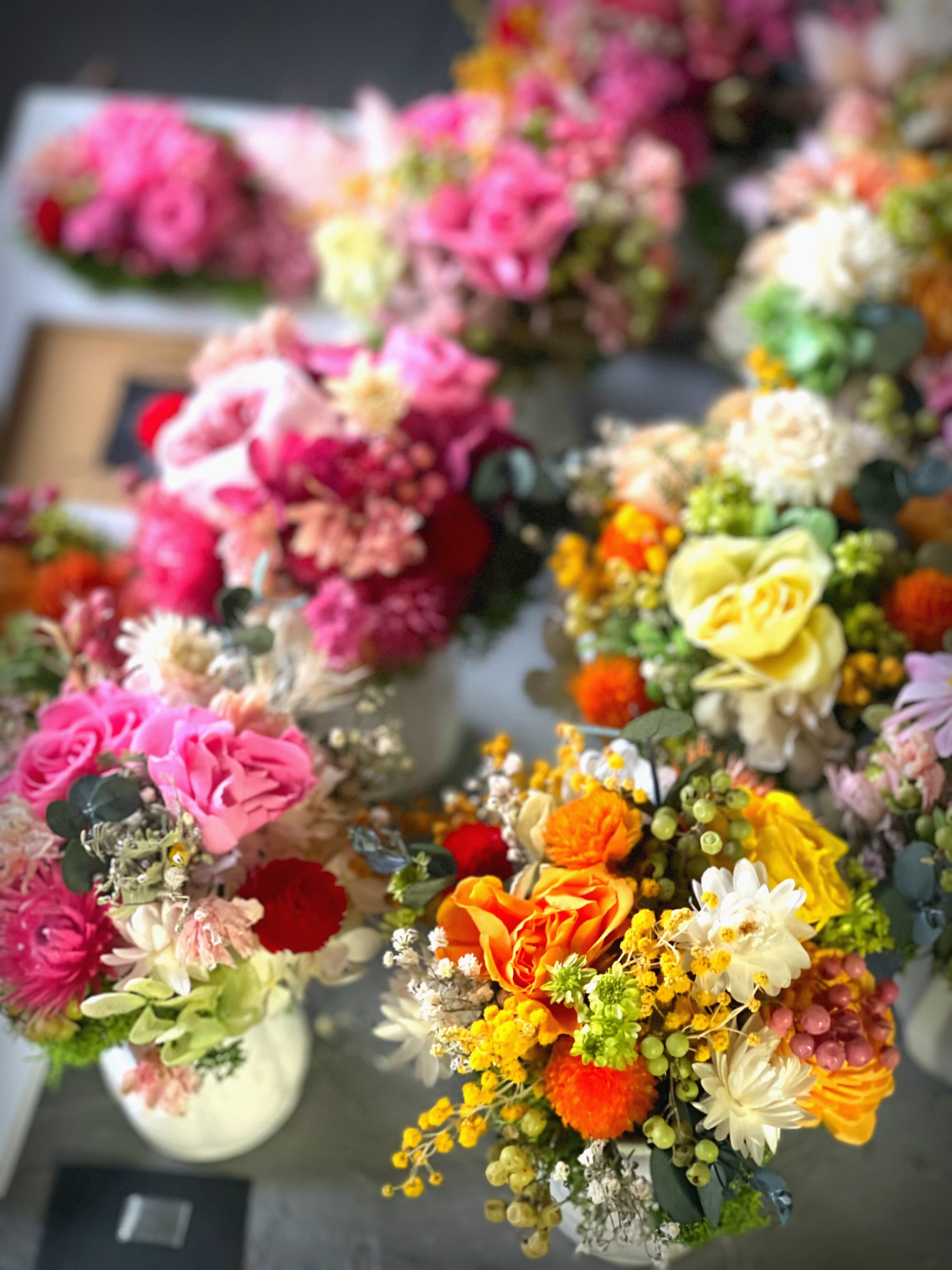 バスケット】プリザーブドフラワーアレンジメント【アンティークカラー