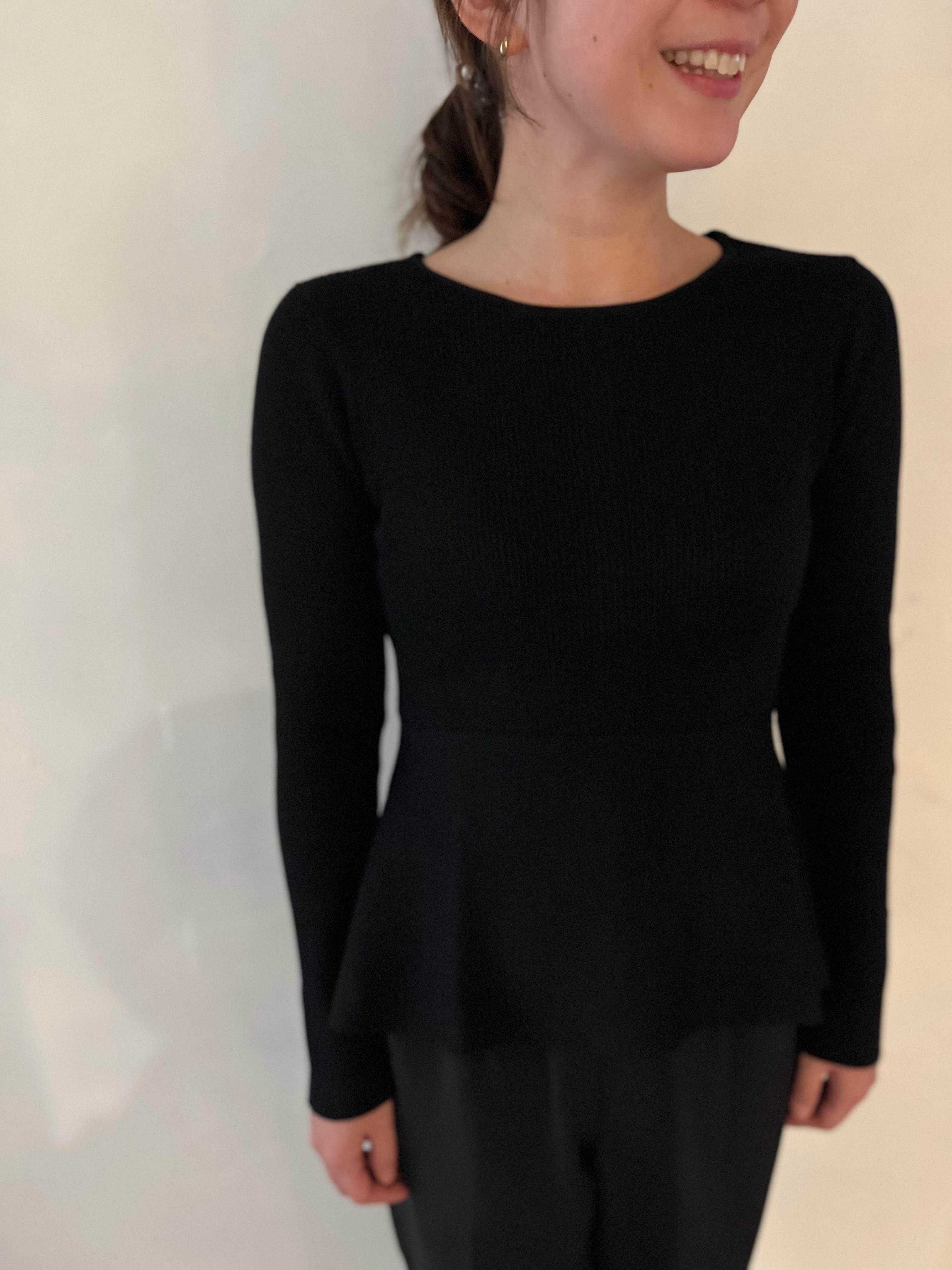 【SELECT】バックパール付ペプラムニット　19-0388