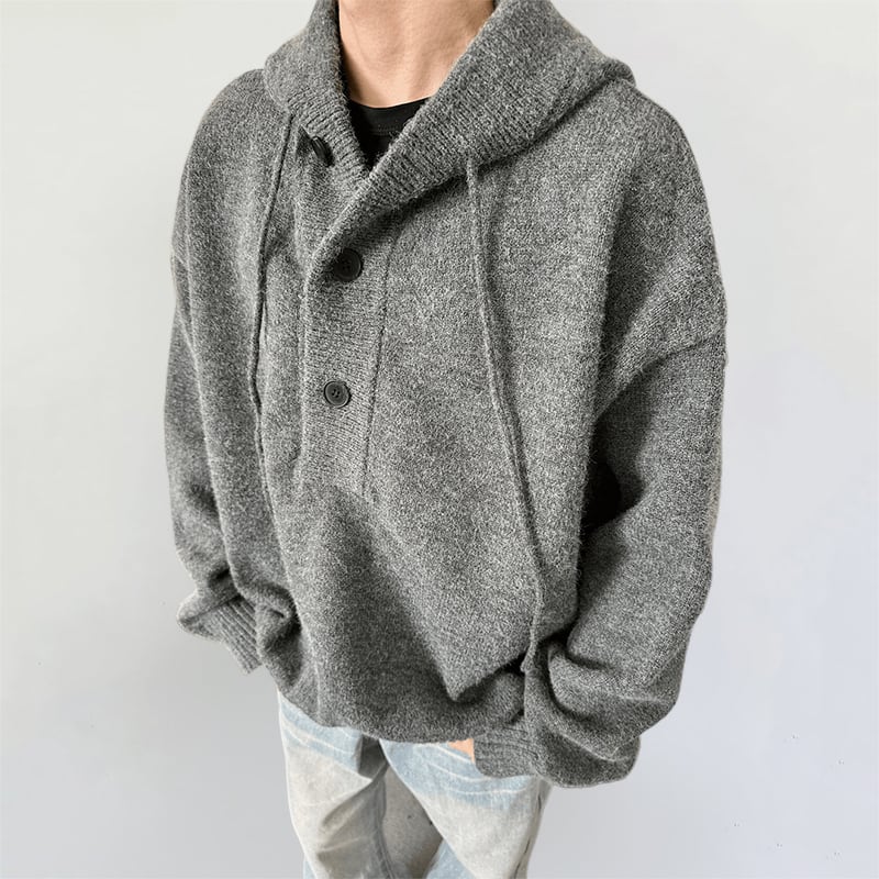 フード付きニットセーター tops】フード付きニットセーター M20119