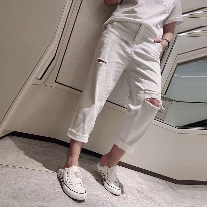 カジュアルパンツ ハイウェストウェストスリム 大きめサイズ ミックスインファッション51021109635