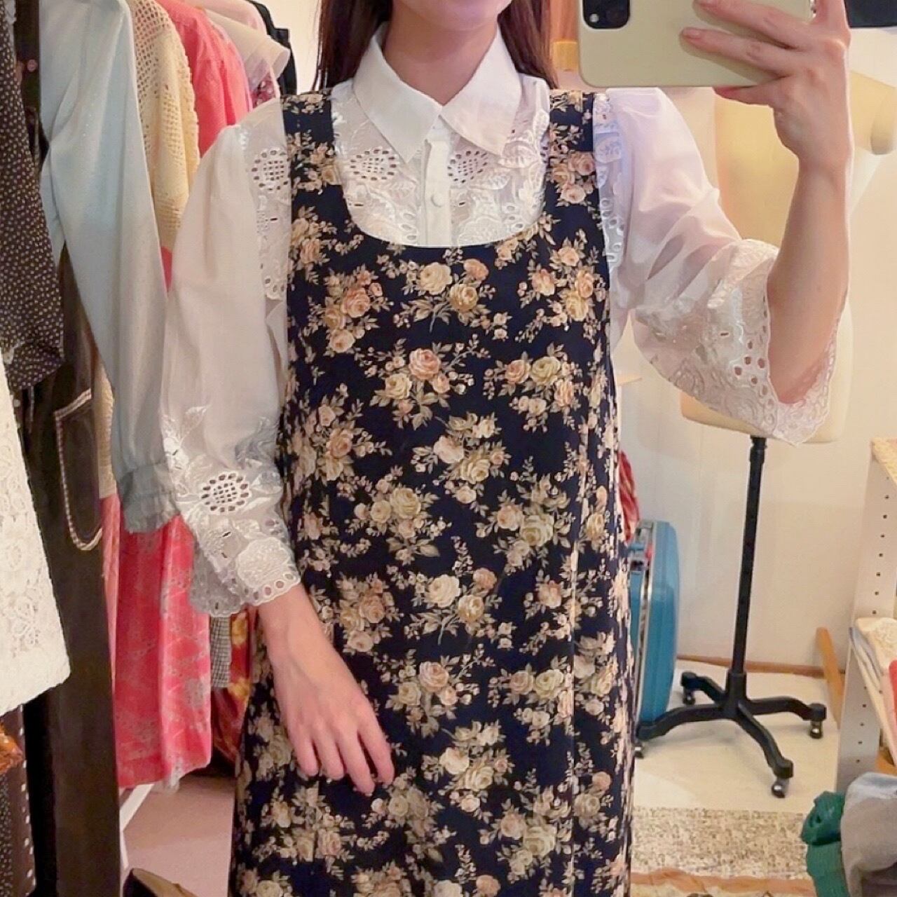 rose double ribbon jumper skirt