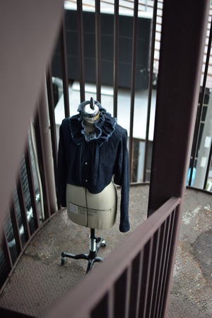 pelleq / denim drill collar shirt
