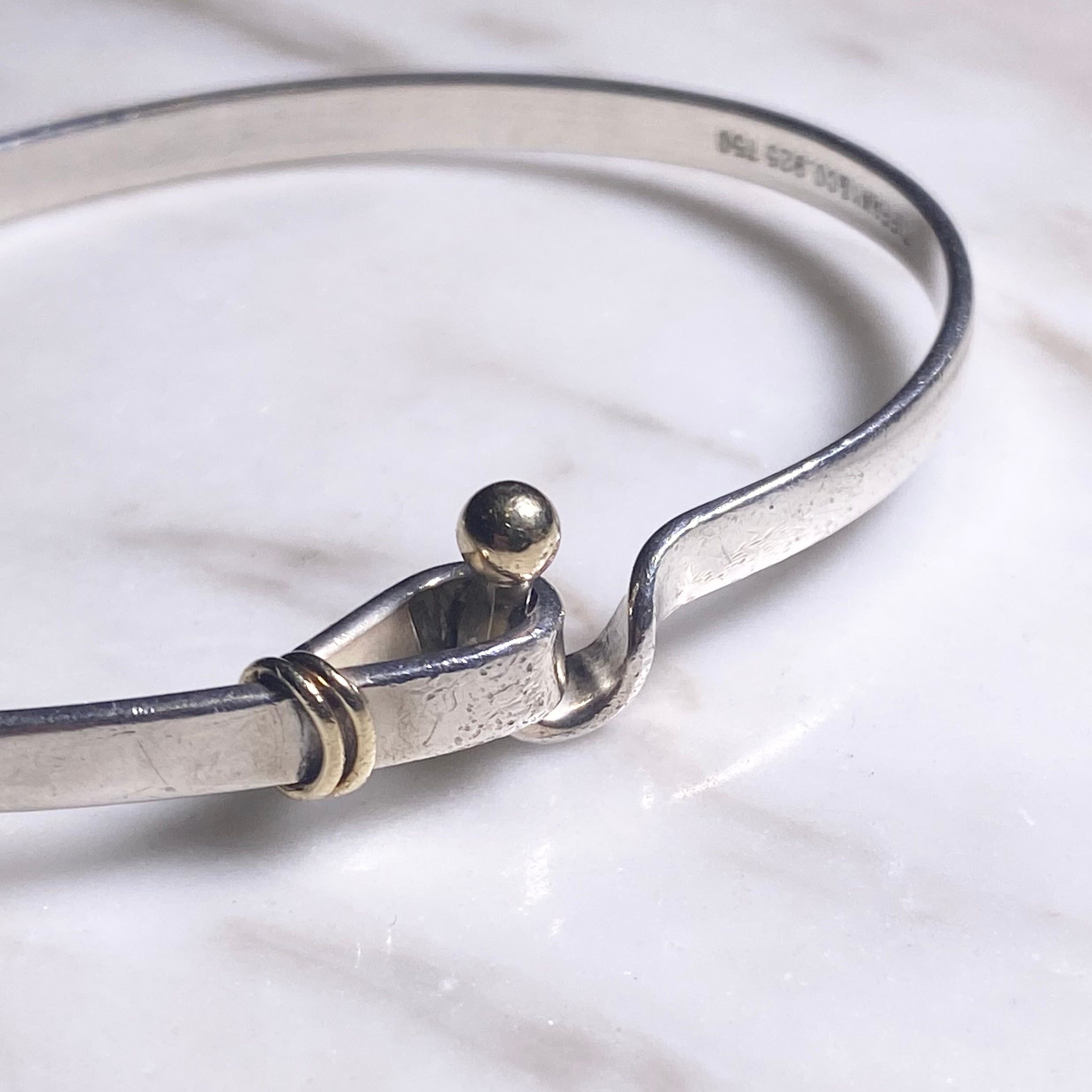 vintage TIFFANY silver × k18 hook design bracelet “hook&eye
