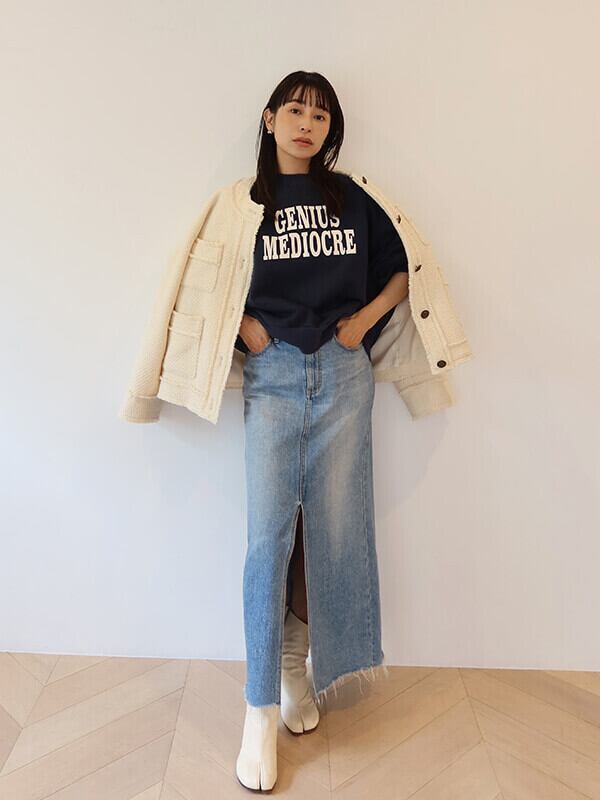 CREDONA クレドナ　　センタースリットデニムロングSK スカート CREDONA クレドナ / センタースリットデニムロングSK スカート