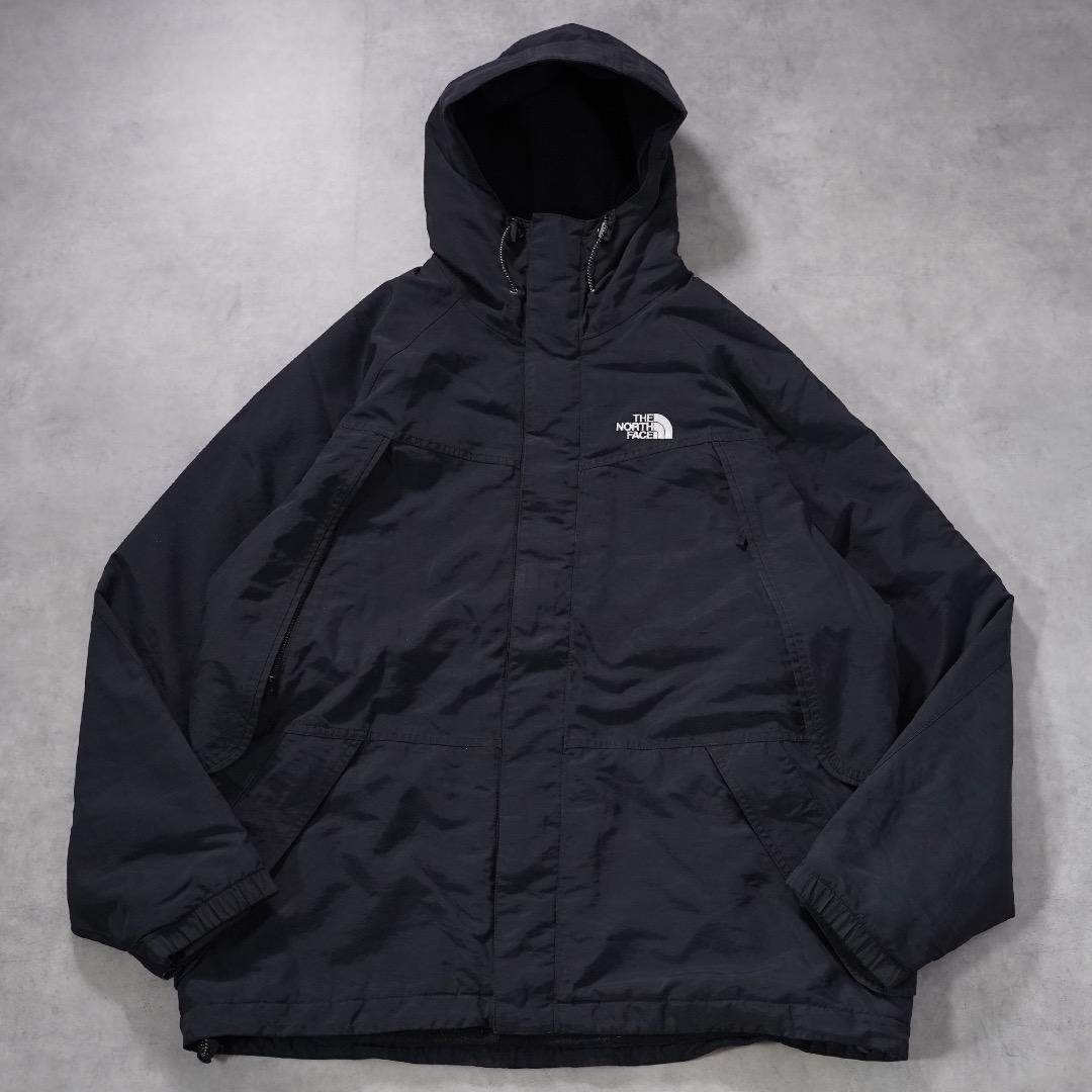 ノースフェイス ナイロンジャケット 古着 パーカー 刺繍 XL 黒 16538