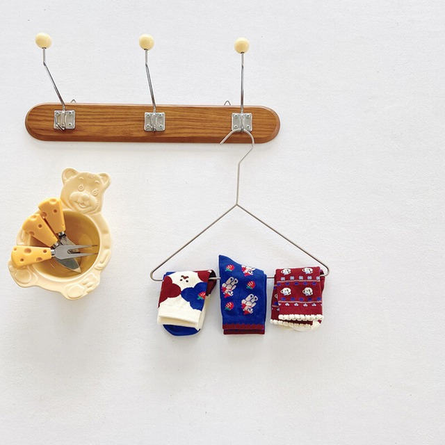 【即納】くま柄のクルーソックス 3足セット