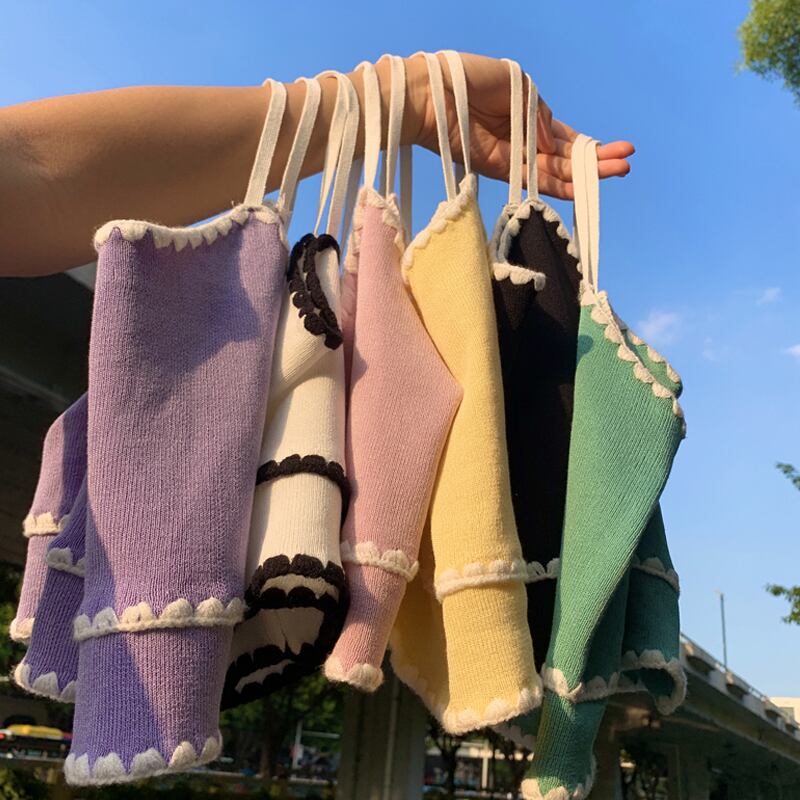 サマースタイルショートニットノースリーブトップス 大人ガーリー スウィート キュート カジュアル 夏物 スーパーモール22545261993