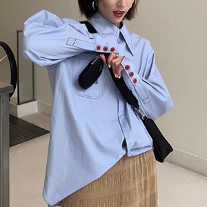 ビッグ襟ステッチシャツ　A1403