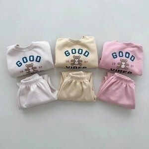 【春作】熊プリントセットアップ　全3色