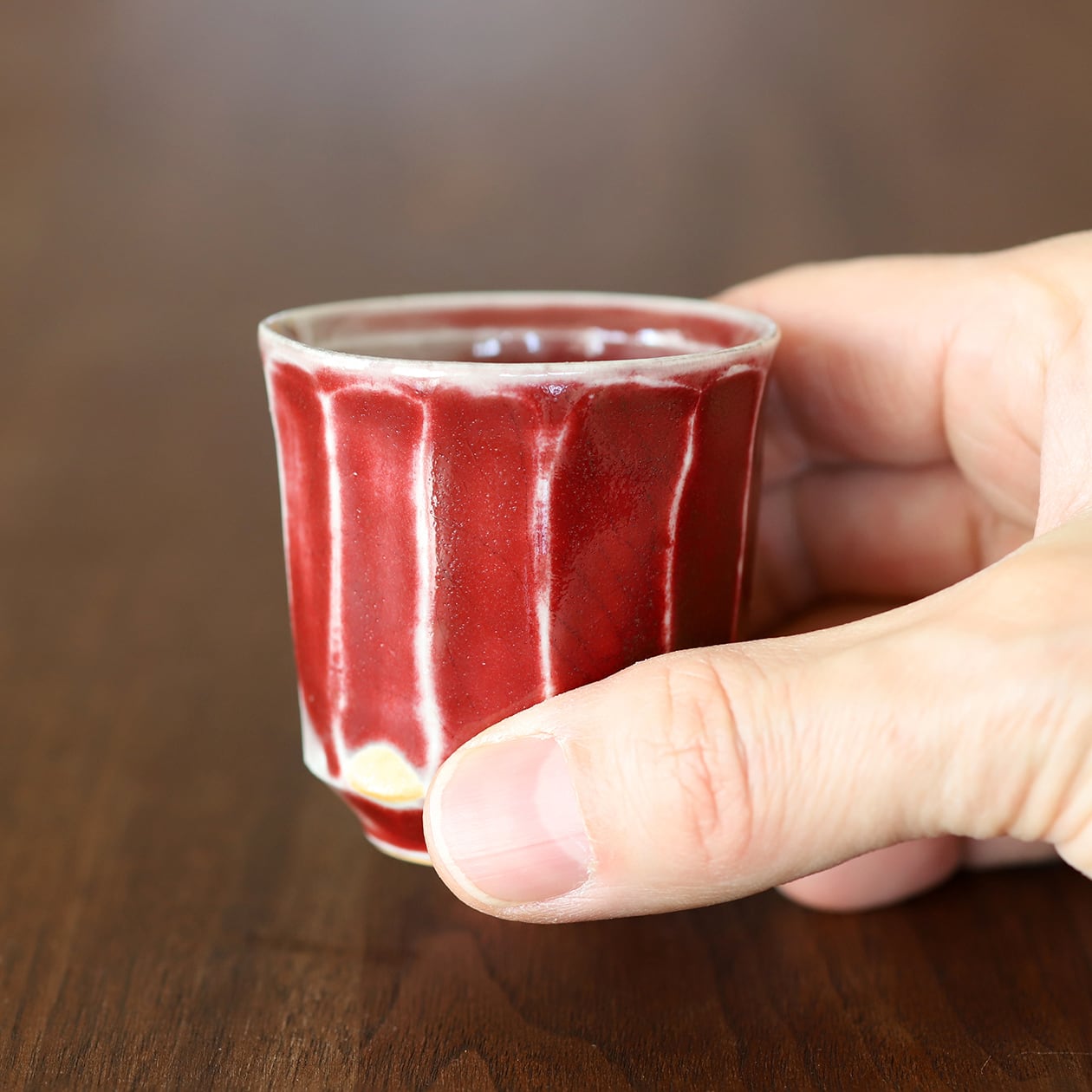 松尾貞一郎 辰砂 面取りぐい呑み 201214-K11 貞土窯(有田焼)