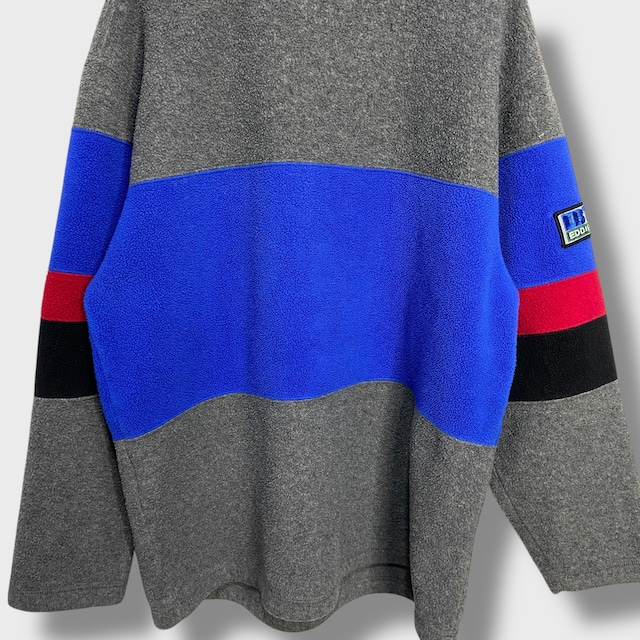 90s EBTEK ラインパネルラインフリーススウェット エディーバウアー S