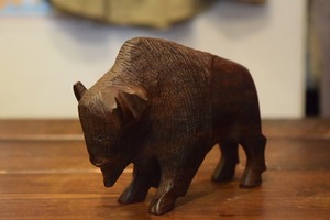 USED Bison Hand craft wooden ornament G0273