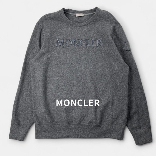 美品 MONCLER 23AW モンクレール レタリング 立体ロゴ ウール スウェット トレーナー I20918G00030 グレー L / J&NREUSE メンズ トップス