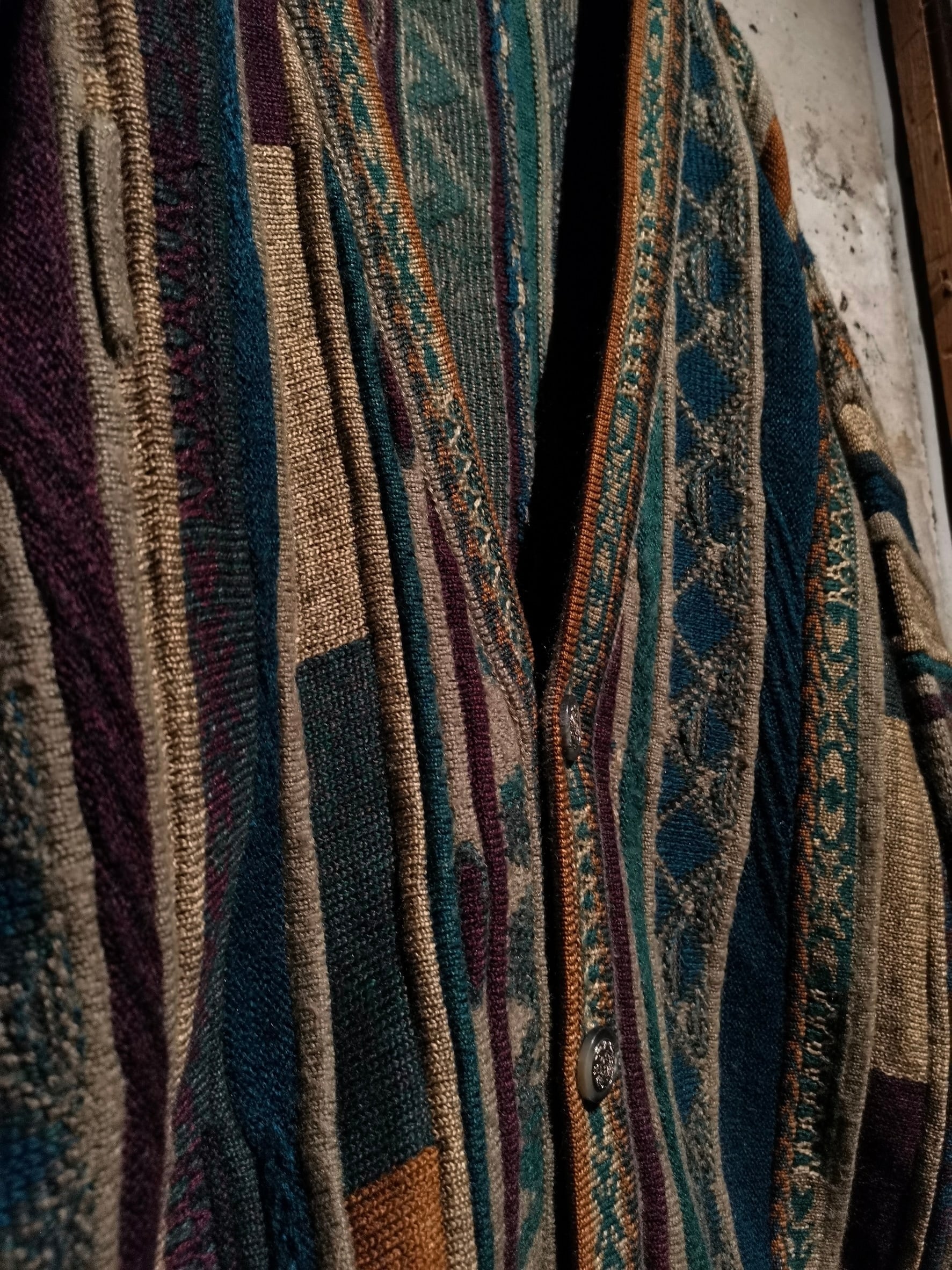 レトロ 古着 マルチカラー 立体 3D デザイン ユーロ調 カーディガン 下北沢 RODEO CROWNS WIDE BOWL | 【UNISEX】3Dマルチカラーニット