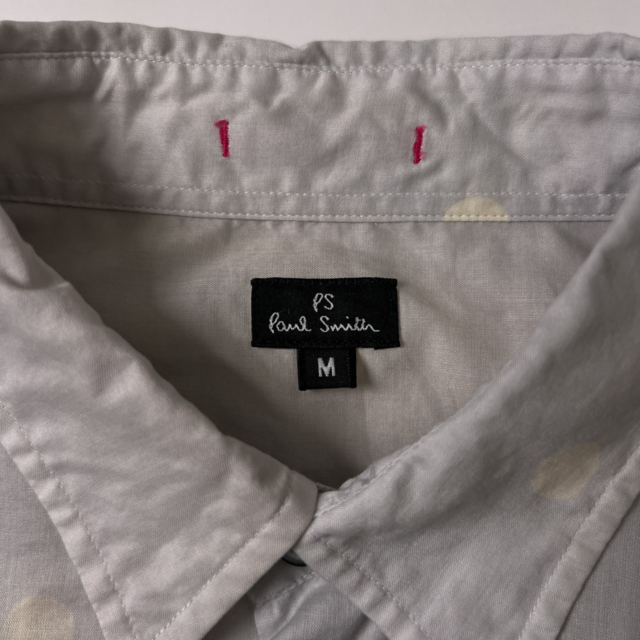 PS Paul Smith ポールスミス ボタニカル刺繍&ドット柄 コットン 長袖シャツ M/ブルーグレー/薄手