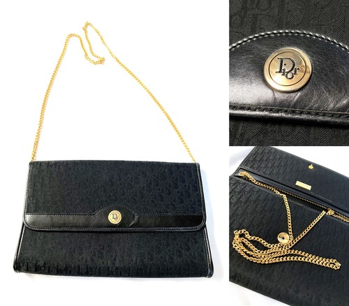 Christian Dior / クリスチャンディオール  トロッター　チェーン　ショルダーバッグ　Diorロゴ　ブラック　ゴールド