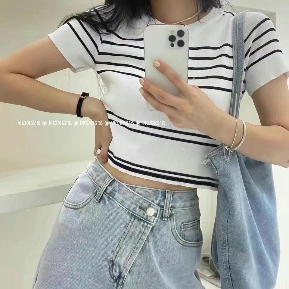 半袖ボーダーニット　AJ111-3026