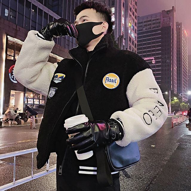 予約販売】スタジャン ボア ブルゾン 防寒 メンズ アウター 刺繍