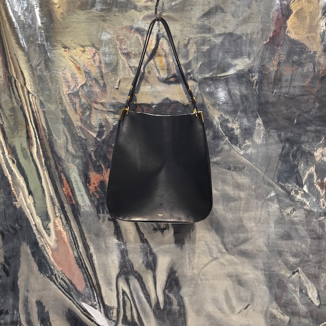 CELINE サプルスムースカーフスキンショルダーバッグ レザー ブラック セリーヌ 付属品付き