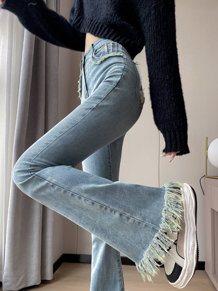 ボトムス Gパン ズボン アンクル丈 デニム パンツ ハイウエスト フレア