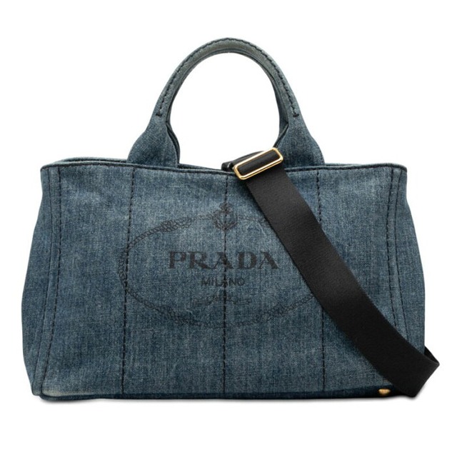 プラダ カナパ トートバッグ ショルダーバッグ 2WAY 1BG642 インディゴブルー デニム レディース PRADA 【中古】