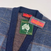 新品 タグ付き Austin Reed オースティンリード チェック 前開き ウール ニット ベスト L/ブルー系 メンズ