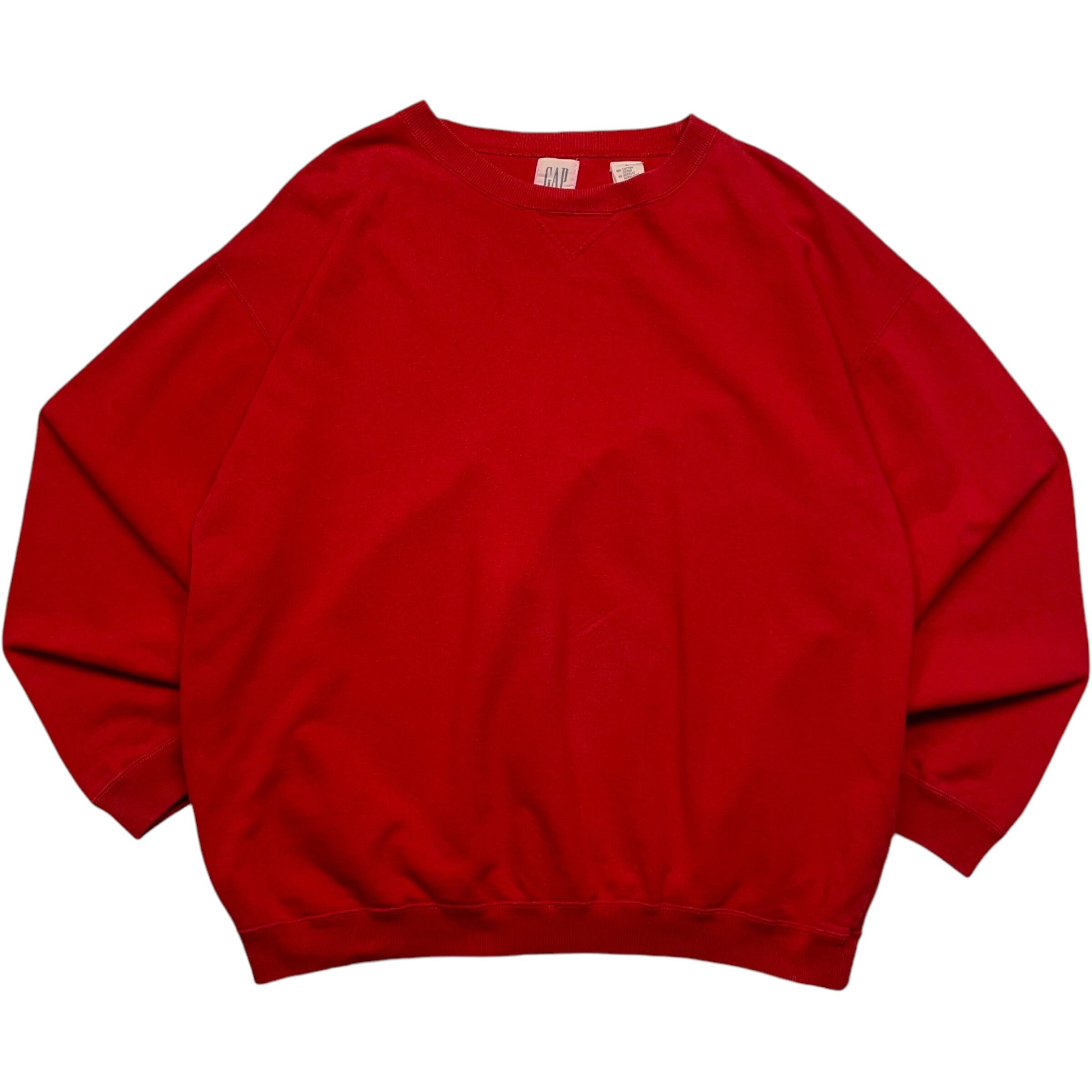 《L》 OLD GAP オールドギャップ スウェット 前V BOXシルエット 短丈 レッド 90年代 vintage no.4544
