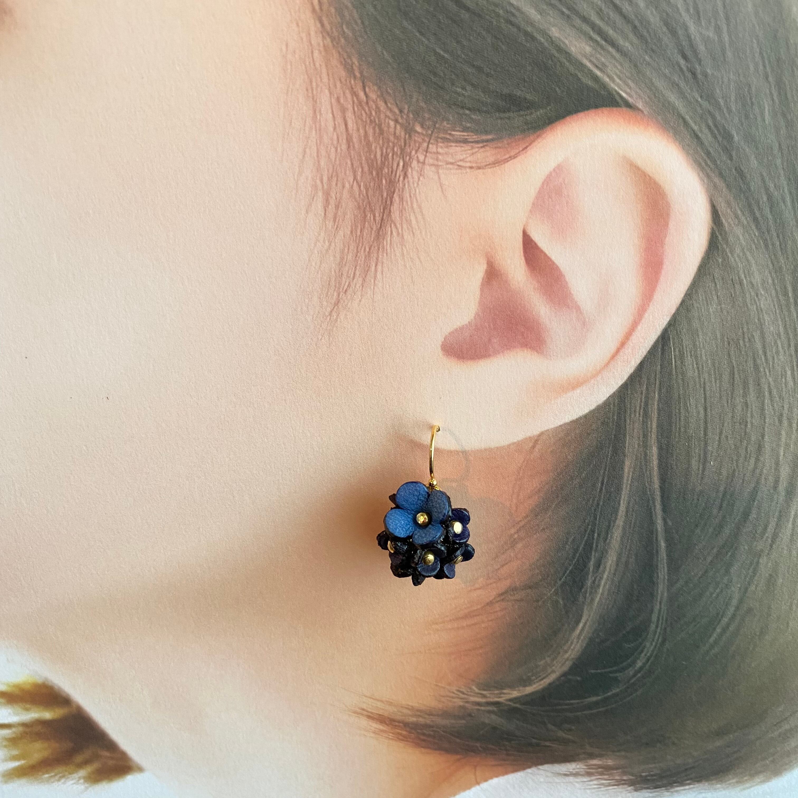 完成品】プチアナベル ピアス/イヤリング(花色ラベンダー＆パープル