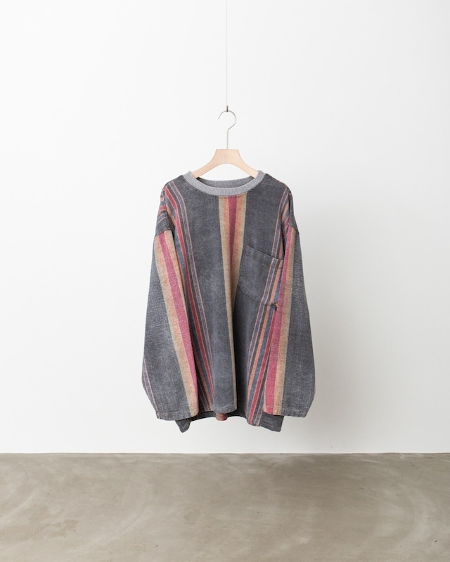 1990s vintage good faded stripe pattern cotton long sleeve T-shirt