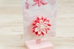 №7644-29 特小 八重の桜 花ブーケ房付き 桃刺繍 スタンド桃色 thumbnail 6