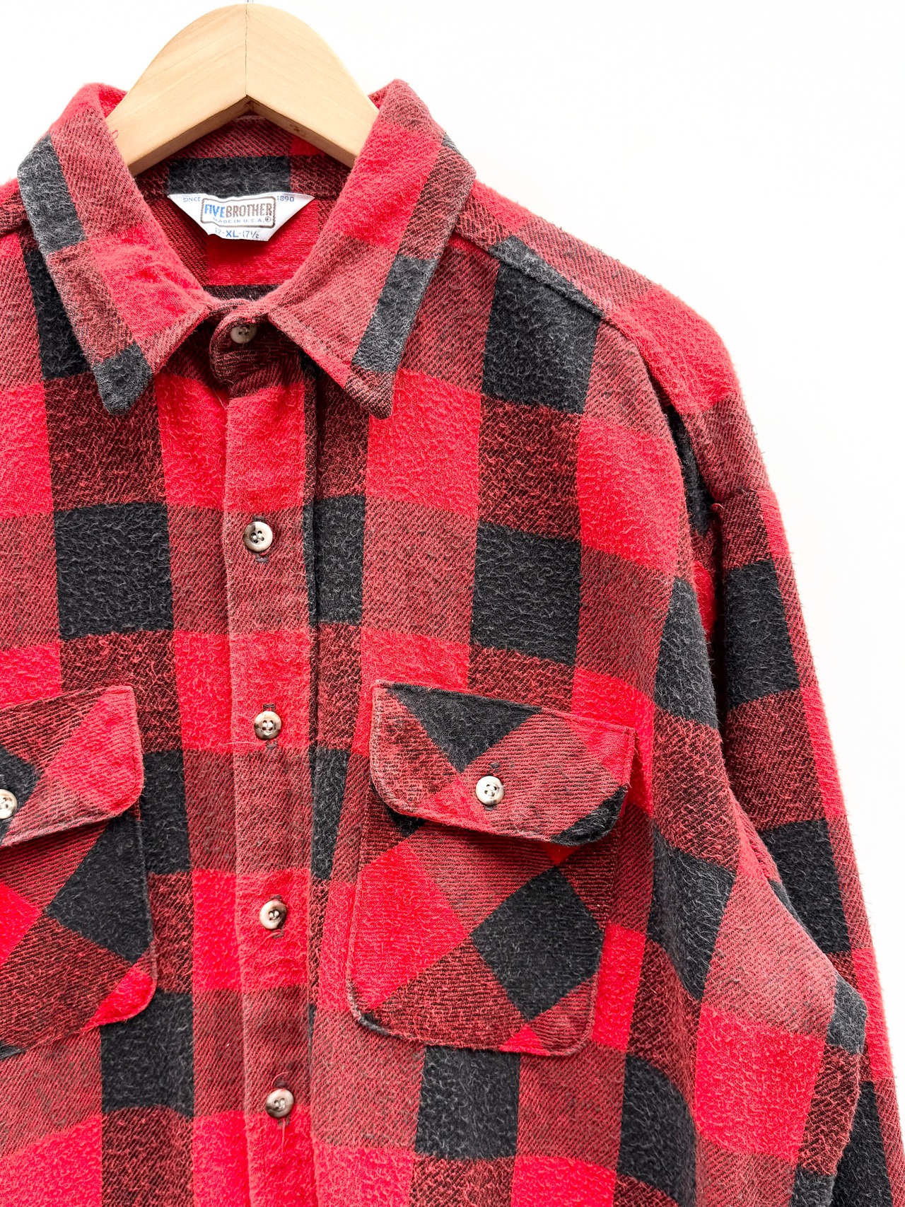 80s FIVE BROTHER FLANNEL SHIRT MADE IN USA Size XL