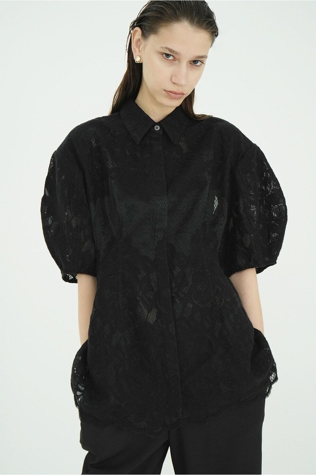 CLANE FLOWER LACE WAIST SHAPE TOPS