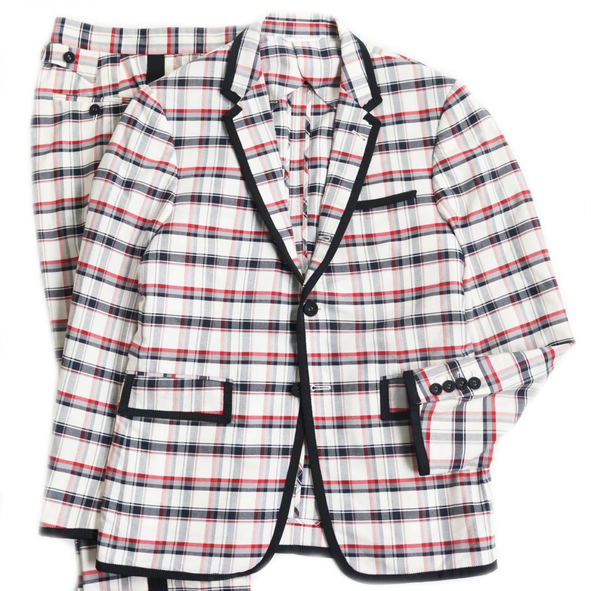 美品○THOM BROWNE トムブラウン チェック柄 サイドライン入り 美品○THOM BROWNE トムブラウン チェック柄 サイドライン入り