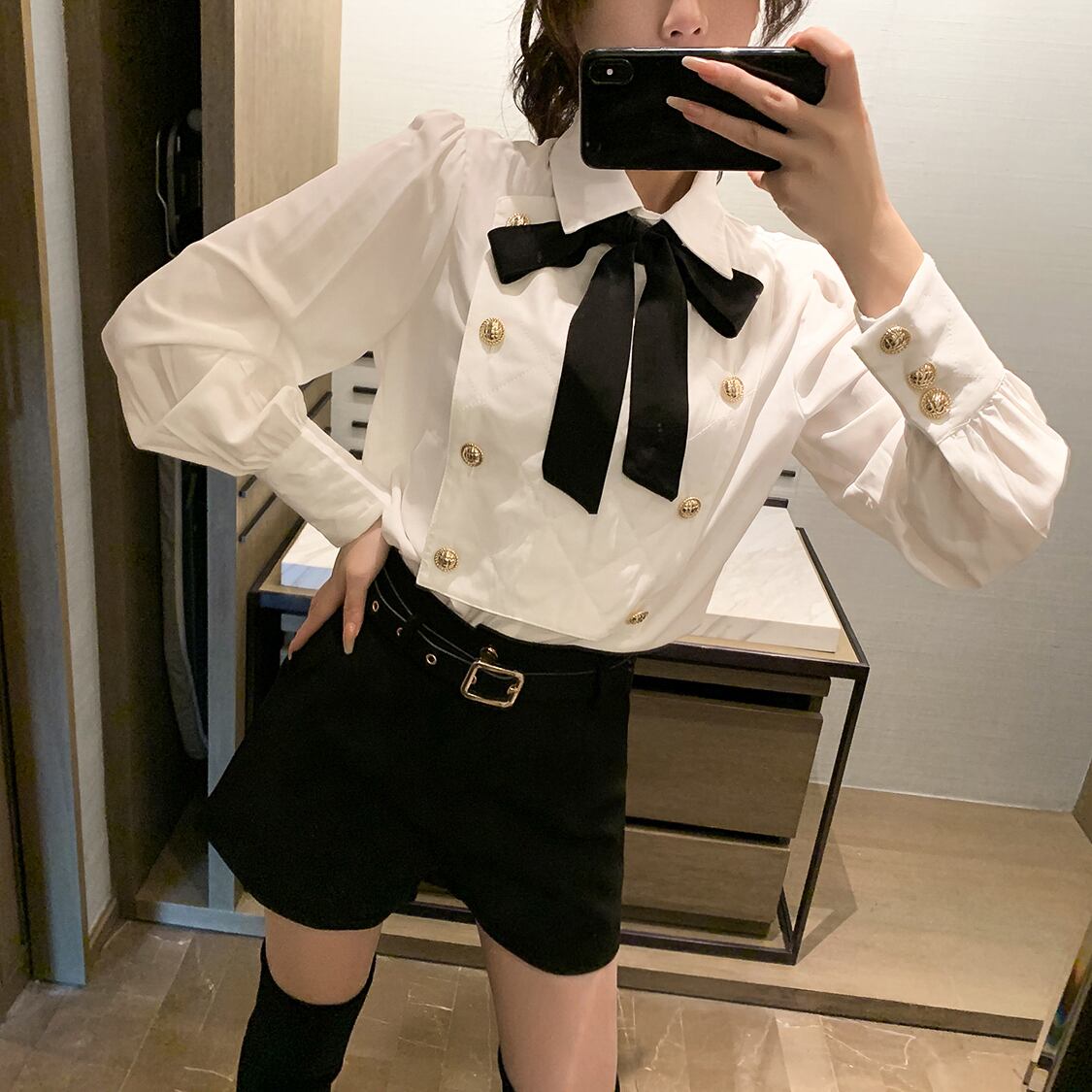 スプリングスタイルホワイトシャツ トップス ロング 春物 6Du_Shop_Women41154331576