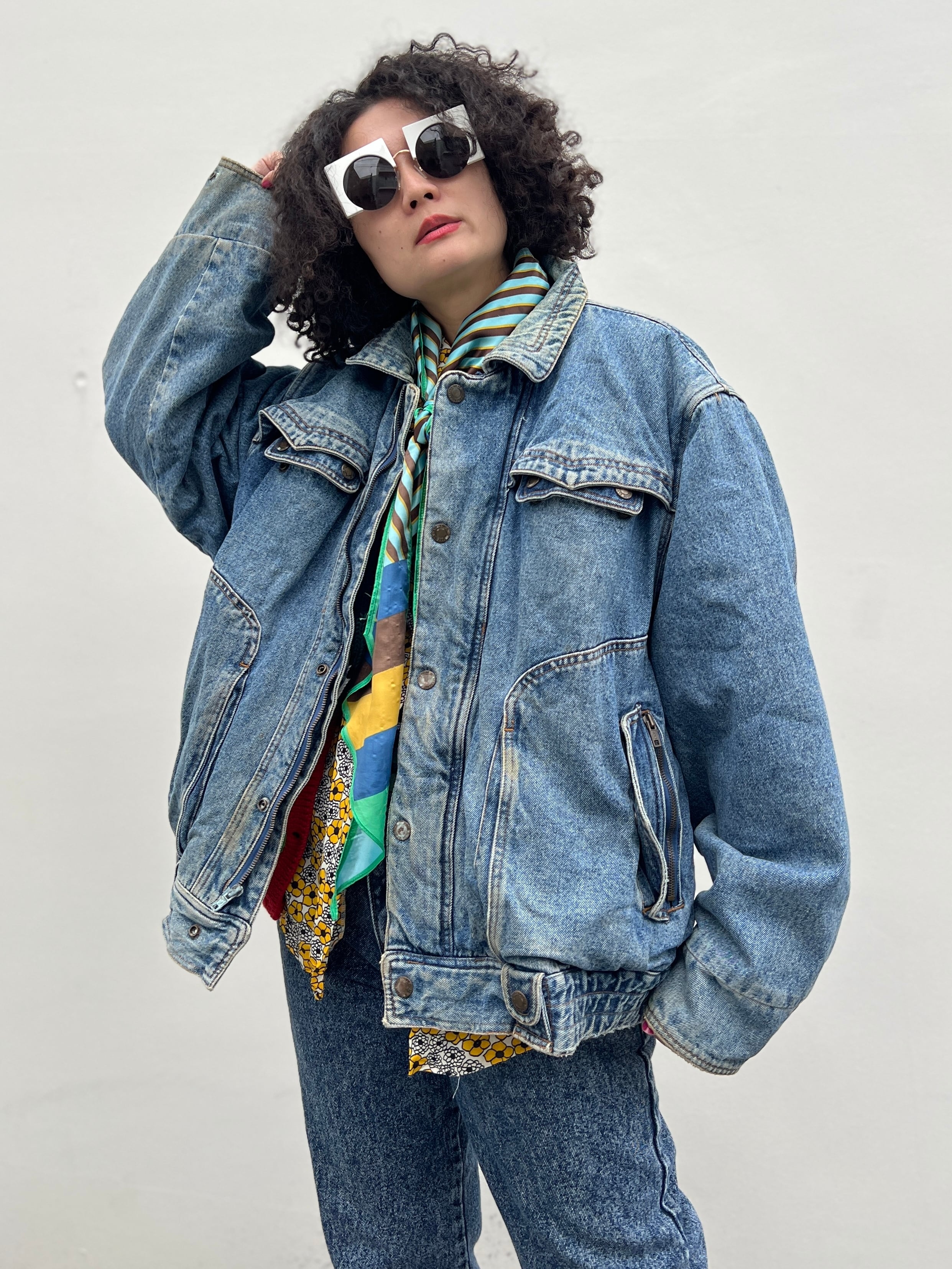 80s big size denim jacket