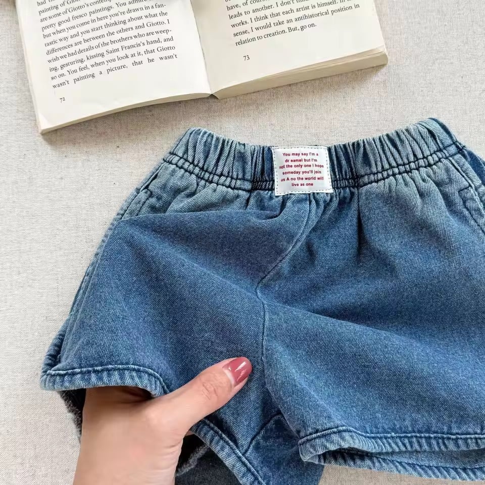 フロントタグデニムショートパンツ