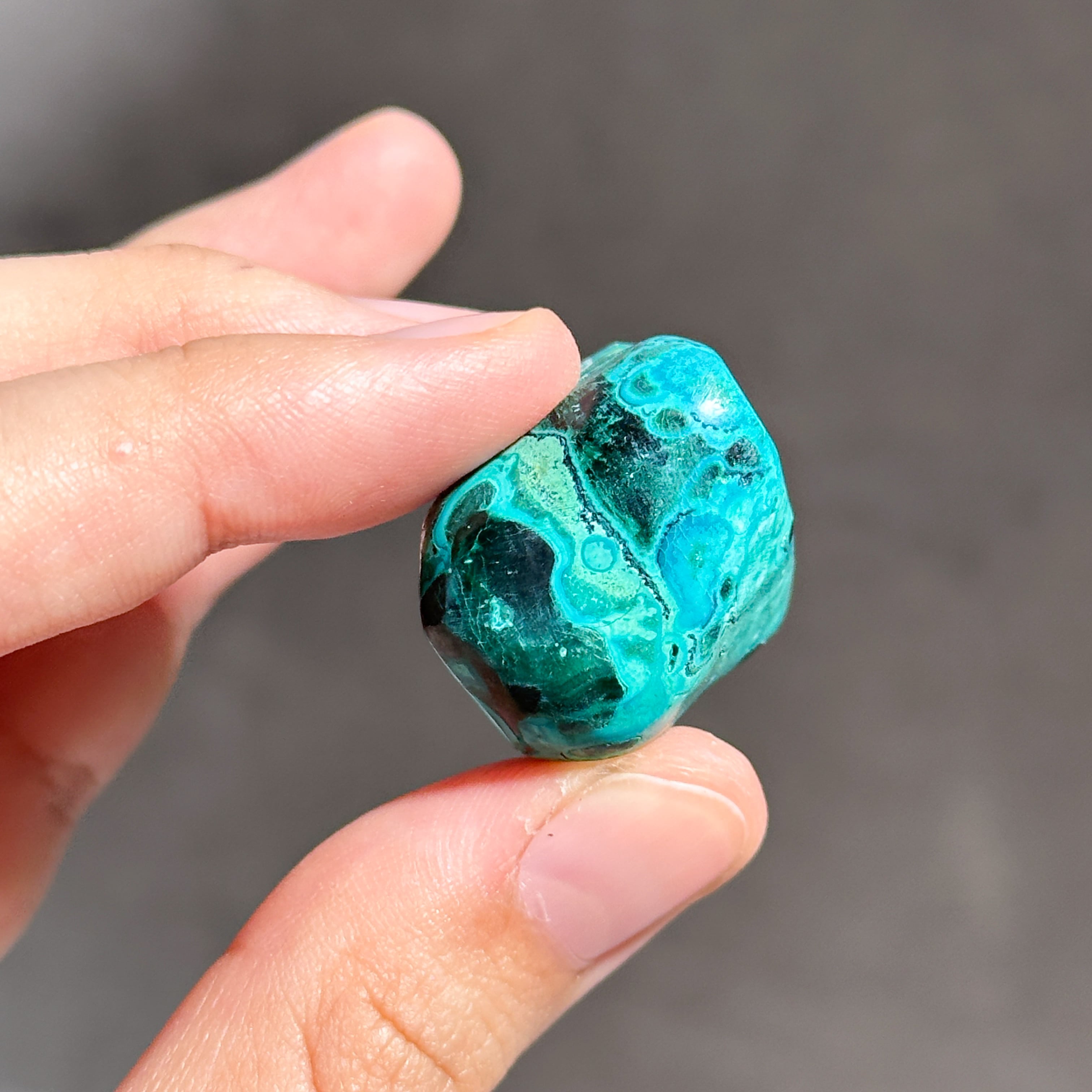 マラカイト with クリソコラ（マラコラ） タンブル31◇ Malachite with