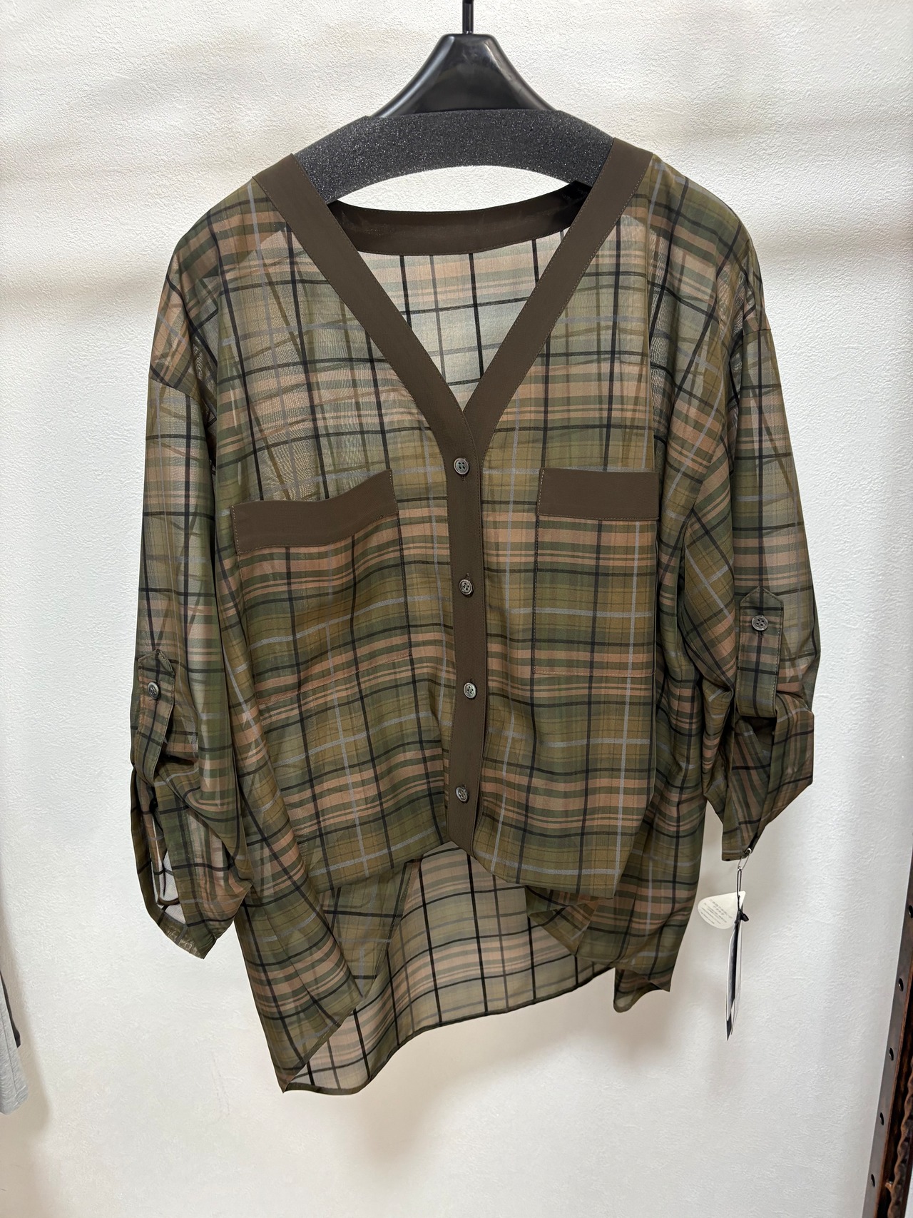 ROBE スキッパー　チェック　シアーシャツブラウス　621416