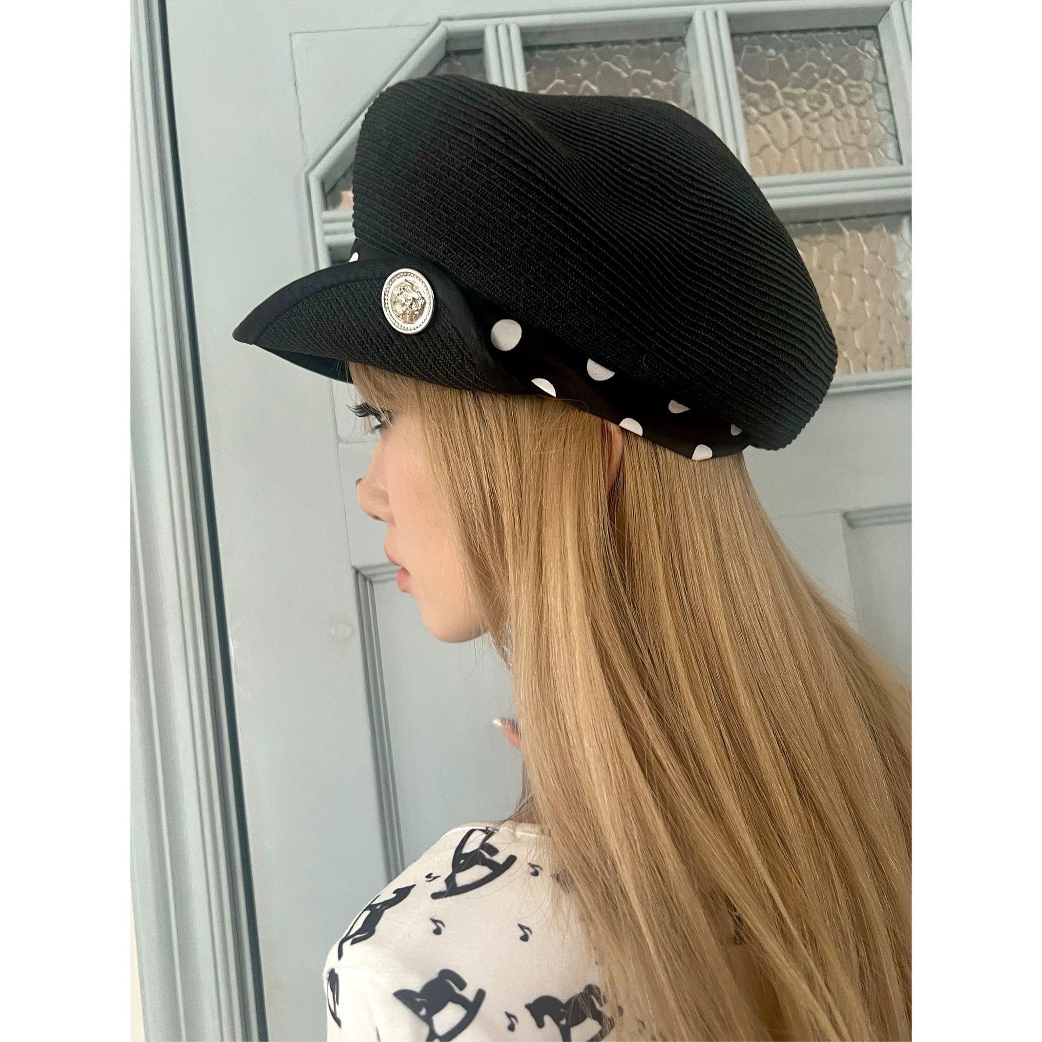 nit alcove] Black polka dot straw hat | BYORI