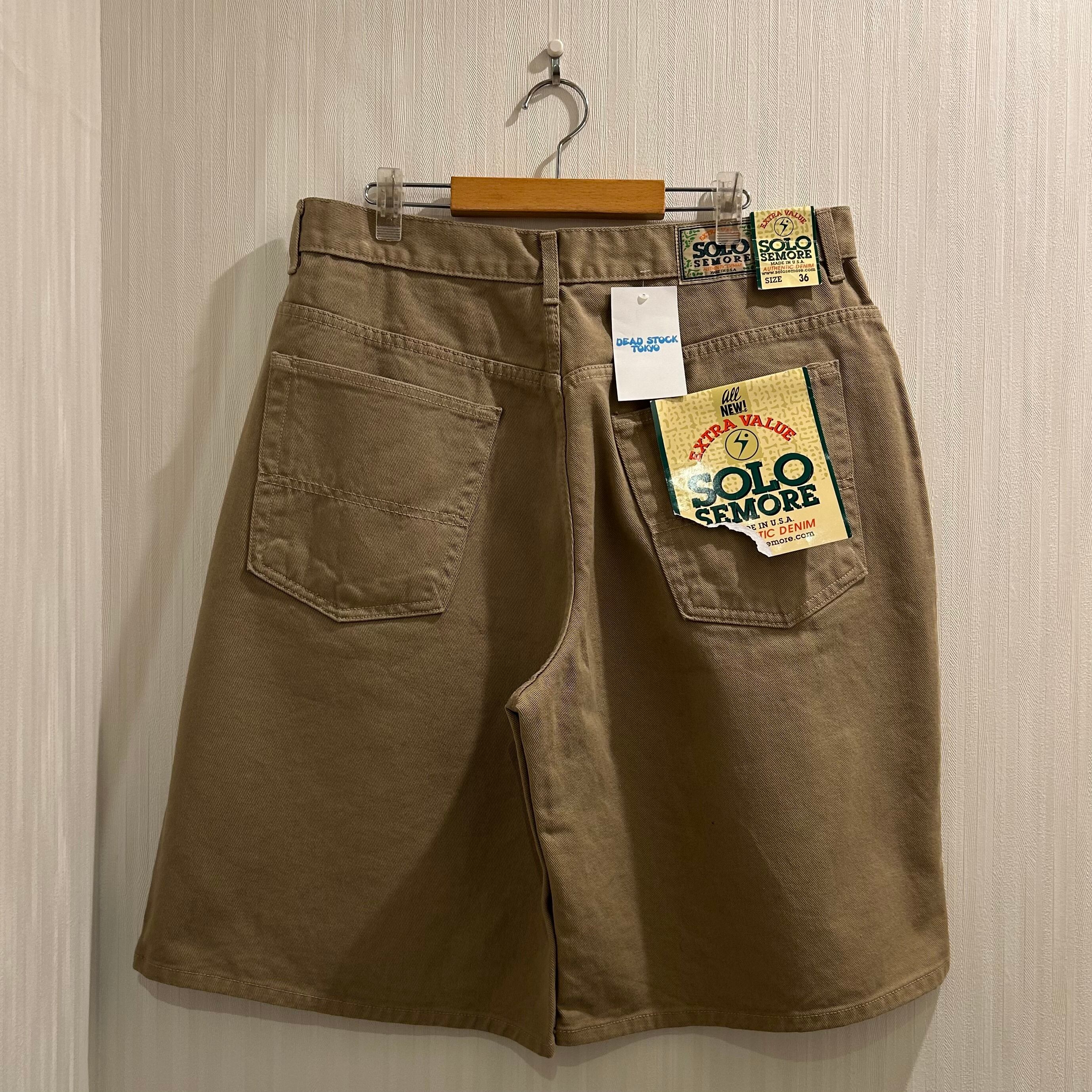 Dead Stock!! 1990s SOLO Wide Denim Shorts "Beige"