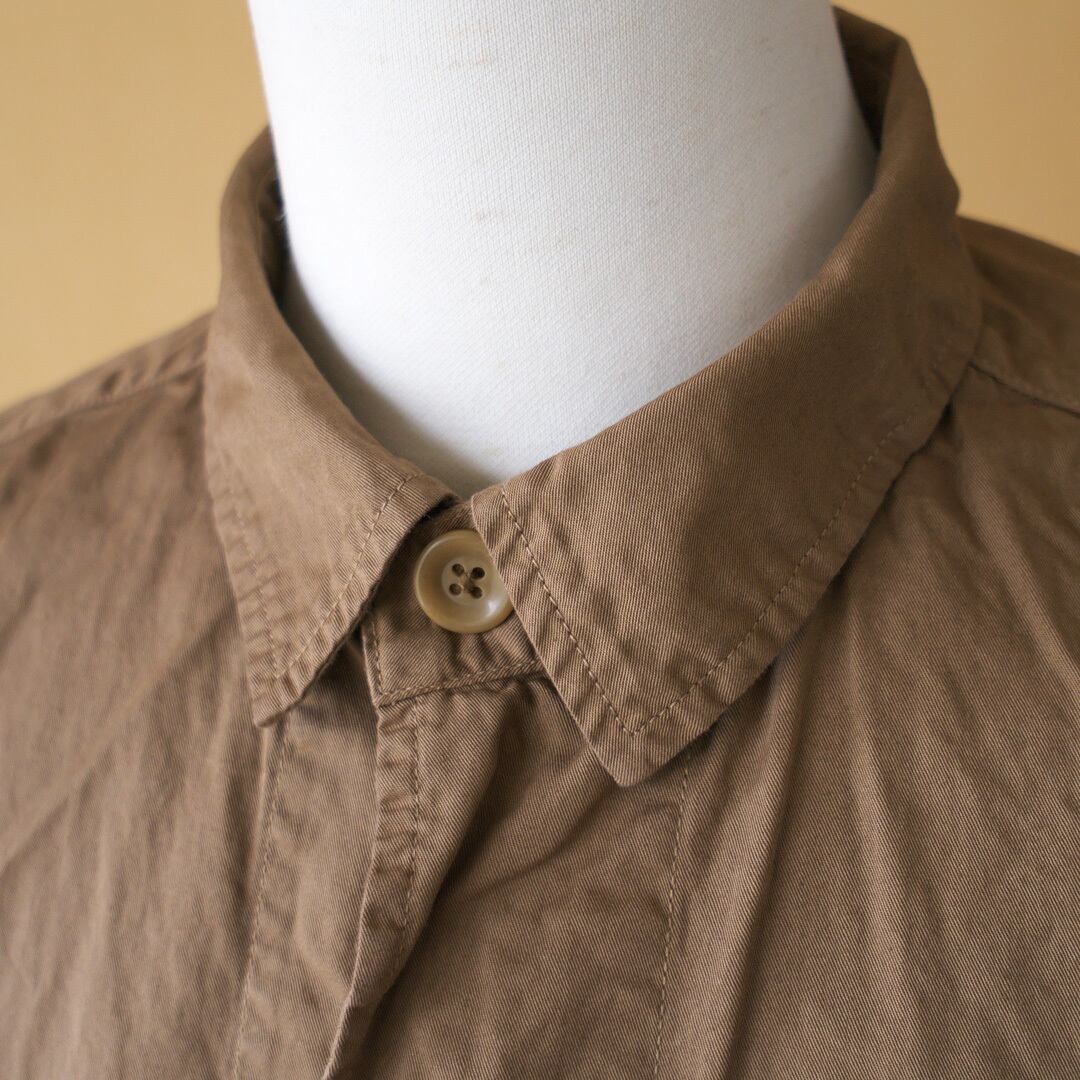 Manual Alphabet マニュアルアルファベット gaberdine overdyed shirt coat 2 製品染めコットンギャバシャツコート2・ブラウン【メンズ】
