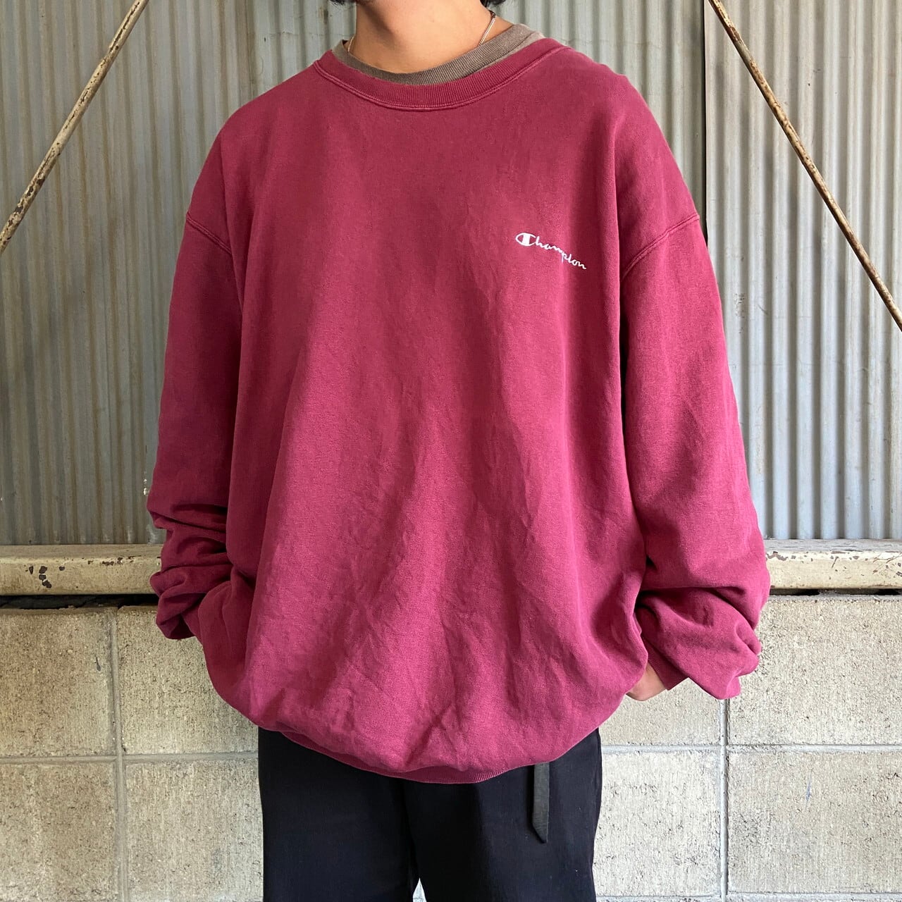 90s00s ビンテージ◎Champion 無地 スウェット 霜降り チャコール